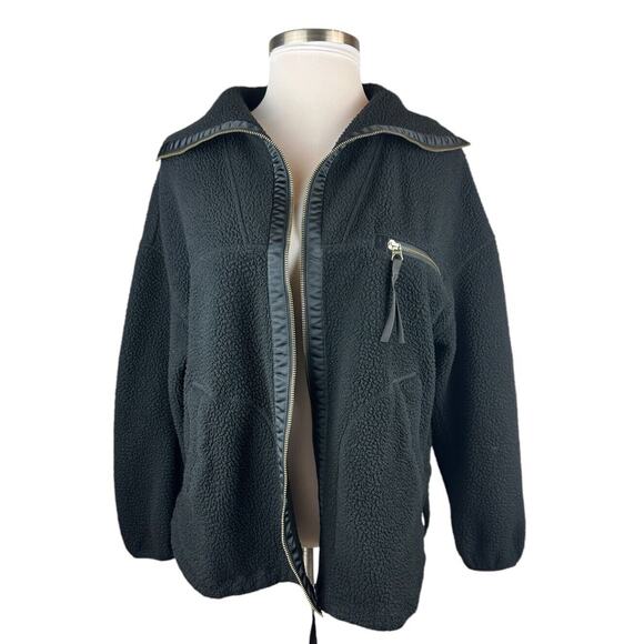 Varley Donley Fleece Jacket Black Oversized Full Zip High Neck Womens Size Large - Picture 9 of 16